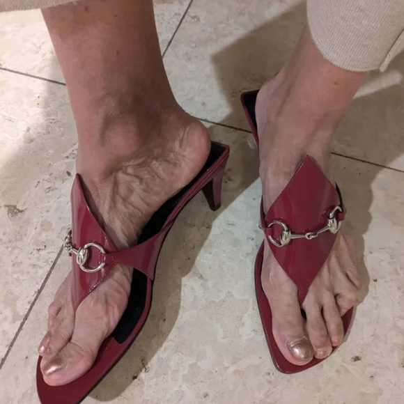 Gucci sandals slides red with horsebit silver hardware